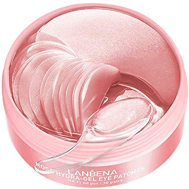 Colorful 60 Stück Augenpads Collagen Eye pads Kollagen Augenpads, Hydrogel Augenklappen mit Hyaluronsäure Feuchtigkeitsspendend für augenringe, tränensäcke, Falten, dunkle Kreise (Pink)
