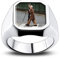INBLUE Männer Ringe Edelstahl in Schwarz Personalisierte mit Foto Siegelring Schmuck Herren Erinnerung Personalisierte Geschenke für Freund Geburtstag Jahrestag (Silber Größe 62)