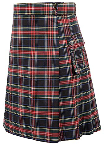 Schottischer Kilt, klassischer Rock Kleid Highland Herrenkostüm Schotte traditioneller Karierter Kilt für Herren Irish Tartan Combat Punk Goth Highland Kleidung Plaid Faltenrock (rot, XL)