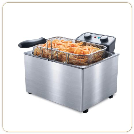LITTLE BALANCE 8522 Happy Frite XL Twin, Friggitrice Elettrica, Vaschetta Estraibile, 5 Litri, Potenza 3000 W, Inox