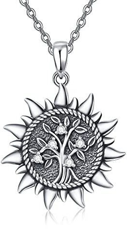 KINGWHYTE Tree of Life Necklace 925 Sterling Silver Family Tree of Life Pendant Necklace Sunshine Jewelry for Women Daughter Girlfriend