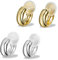 EQLEF Clip On Hoop Earring, 2 Pair Earrings Hoops Fake Earring for Girls and Women No pierced Earring Hoop Silver and Gold