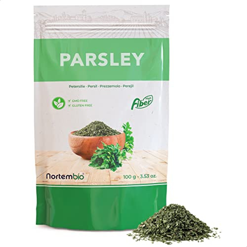 Nortembio Persil Séché 100 g. Origine 100% Naturel. Persil Frotté sans Additifs ni Conservateurs. Feuilles Délicatement Séchées. Herbe Aromatique Spéciale pour les Assaisonnements et les Sauces.
