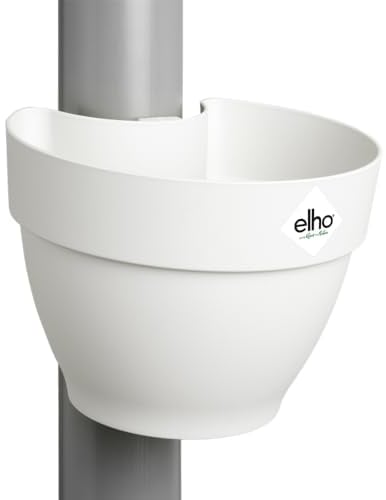 elho Vibia Campana Fallrohrpflanzgefäss 40 - Blumentopf für Regenrohr - vertikaler Garten - 100% recyceltem Plastik - Ø 21.6 x H 16.3 cm - Weiß/Seidenweiß
