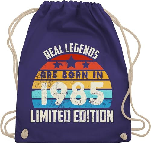Turnbeutel Rucksack - 40. Geburtstag - Real Legends are born in 1985 Limited Edition Vintage Vierzigster - Unisize - Lila - geschenkideen+für+frauen+ab+40 40er 1983 beutel 40 frau geschenk