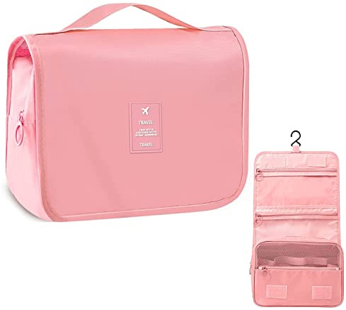MEIJMJIA - Trousse de Toilette à Suspendre de Voyage(Rose) | Cosmétique Sac Organisateur, Trousse de Maquillage étanche et pliable, pour Gymnastique Business et Vacance