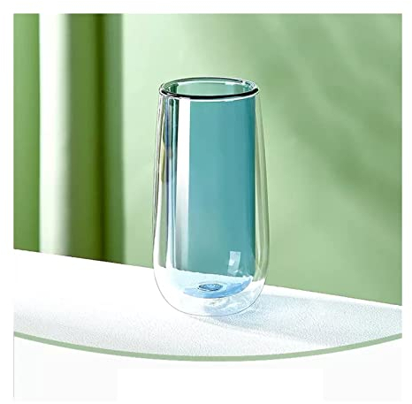 IXART Vasos de Agua/Vasos Vaso de vidrio resistente al calor de doble capa gruesa, aislamiento térmico, no escaldado, taza de Color antiescaldado for el hogar Vasos de Cristal (Color : Sky blue)