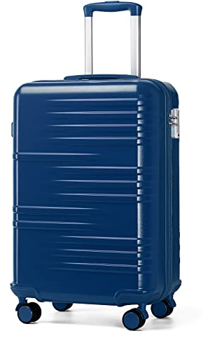 British Traveller Koffer mit TSA-Schloss - Handgepäck Hartschalenkoffer 54 * 36.5 * 21.5cm Trolley aus ABS+PC in Blau