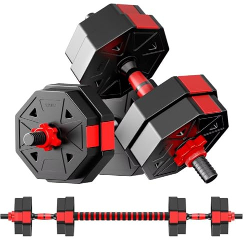 Verstellbare Hanteln Set(15kg), Kurzhanteln Achteckige Form 2 In 1 Hantelset & Langhantel Set Mit VerbindungsstüCk Nicht Rollen für Kraftsport Fitness Home Gym