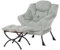 Welnow Lazy Chair mit Ottomane, moderner Lounge-Akzentstuhl mit Armlehnen und Einer Seitentasche, gepolstertes Sofa-Stuhl-Set für die Freizeit, Lesestuhl mit Fußstütze für kleine Räume, Eckstuhl