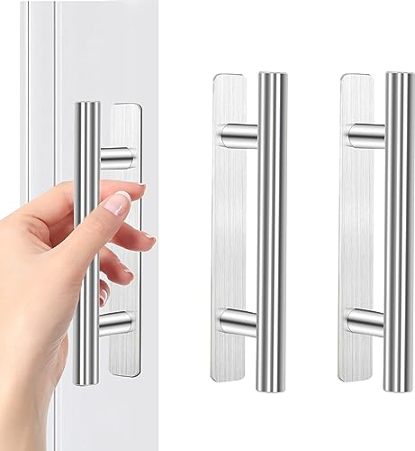 Tiradores Puertas Correderas Autoadhesivo, 2 Piezas Tiradores Armarios Tiradores Cajones, Tiradore Cocina Muebles De Cocina para Muebles Tirador Puerta Corredera Plateados
