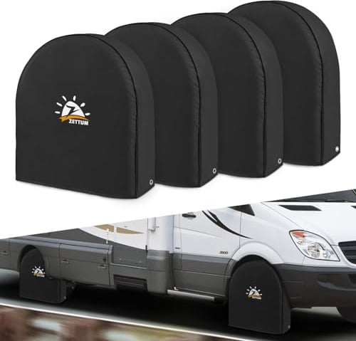 Zettum Coperture per pneumatici da 4 pacchetti adatti a pneumatico diametro 30-32 pollici (76-81 cm), copertura per ruote per auto impermeabile PU Oxford per camper, camion, SUV