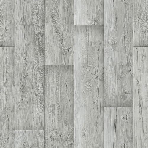 Grey Wood Plank Effect Vinyl Flooring Bathroom Kitchen Floor Senegal 533 (2m x 2m)