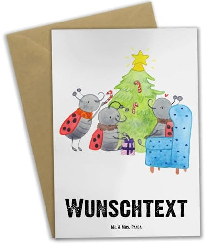 Mr. & Mrs. Panda Personalisierte Grußkarte Weihnachten Smörle - Geschenke, Weihnachtsbaum, Grußkarten Personalisiert, Geschenk, Pfefferminzstange, Heiligabend, Geburtstagskarte, Hochzeitskarte, Karte