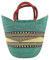 Bolga Tasche XXL - Das Original aus Ghana - Bunt - Fair Trade - Oval - Viele Farben - Afrikanische Korbtasche mit Ledergriff - Flechttasche 40-45 cm - Einkaustasche mit Wunschdesign (Agogo)