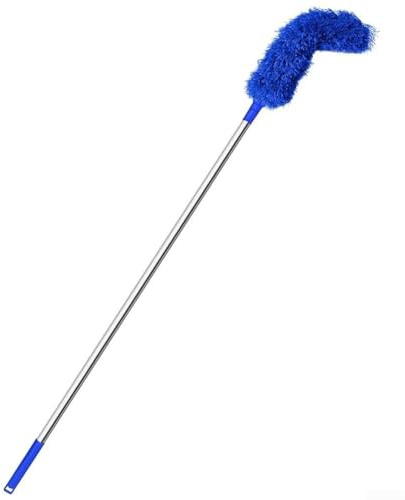 Dachrinnen-Reinigungsbürste mit ausziehbarer Teleskopstange, saubere Staubentfernungsbürste für Entwässerung, Dachrinne, 2,5 m (blau)