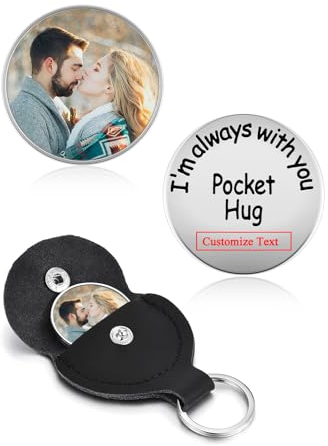 PiercingJak Pocket Hug Token Schlüsselanhänger zum selbst gestalten mit eigenem Bild Text Gravur Kleine Umarmung Inspirierende Münze Glücksbringer Andenken Beziehungs Geschenk, Bin Immer Bei Dir