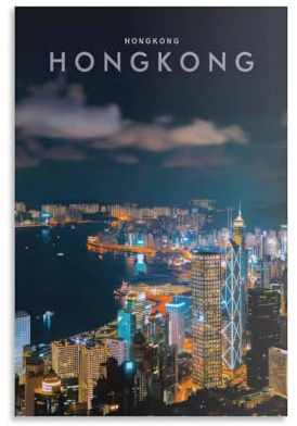 WESTCH Hong Kong Night View Leinwanddruck Kunstdruck, Poster, Für Büro, Schlafzimmer, Cafe, Dekoration Mit 08x12inch(20x30cm)