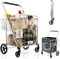 GYMAX Carrello Porta Spesa, Carico 100 kg, 100+22 L, 4 Ruote (2 Ruote Universali), Trolley Pieghevole, in Metallo, 64 x 66 x 103 cm (Argento con Borsa)