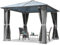 TOOLPORT Cenador de Jardin 3x3 m Techo de policarbonato Aprox. 6 mm con Cortinas y mosquiteras en Gris