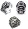 Lithyc 3er-Pack Totenkopf-Herrenringe, Totenkopf Ring, Ringe Herren, Totenkopf Schmuck,Verstellbare Ringe, Hip-Hop-Halloween-Biker-Ringe