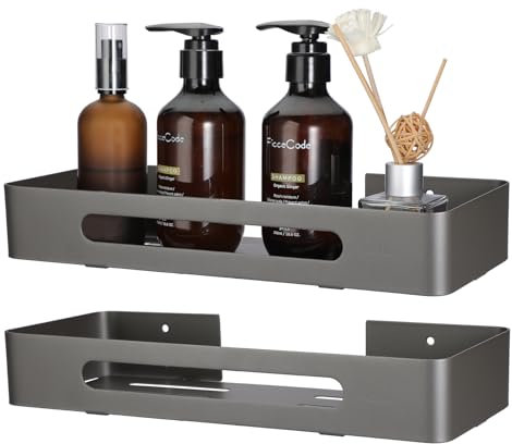 IGNPION 2pcs Shower Organizer Shelf Storage Corner Rack Stainless Steel Bathroom Caddy Wall Mounted Bathroom Accessory Shelf, Grey