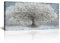 FjerminArt Grande Quadro Moderno Stampa su Tela Con Cornice Quadro su tela grigio argento Albero Della Vita Astratto pittura quadri moderni soggiorno camera da letto Decorazione Murale 100x50cm