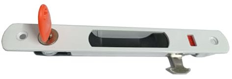 zeng Sliding Door Single Sided Hook Lock,Sliding Door Hardware Door Handle Sets, Patio Door Handle Replacement Thick Used on Both Left and Right-Handed,Flush Mount,Keyed (White)