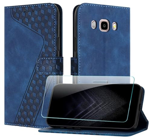 JayModCase Custodia per Samsung Galaxy J510 / J5 2016 con protezione per schermo, Custodia Pelle Sintetica Portafoglio con Magnetica a Scatto Slot per scheda Cavalletto per Galaxy J5 2016 - Blu