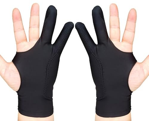SUNTRADE 2 Pack Drawing Glove, Artist Glove with Two Fingers for Drawing Tablet iPad, Digital Art Palm Rejection Gloves, Good for Left and Right Hand (S)