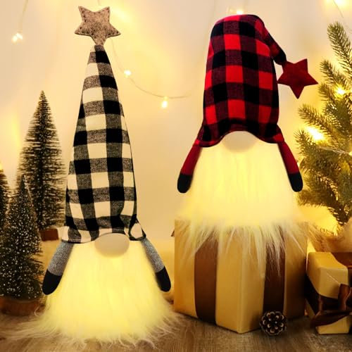 Vautvis Weihnachtswichtel Wichtelfigur Led, 2 Weihnachten Wichtel Mit Licht, Wichtel Figure Weihnachten, Wichtel Plüsch Weihnachtsdeko Beleuchtet