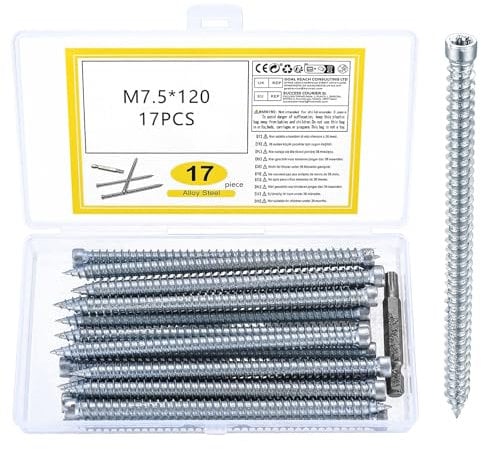 17 Pz Viti per Cemento senza Tassello, Viti per Serramenti e Telai Finestre, Vite per Telaio, Viti per Finestre e Porte, TX30 Viti Autofilettanti, Viti a Testa Cilindrica Impronta Torx, ⌀7,5x120mm