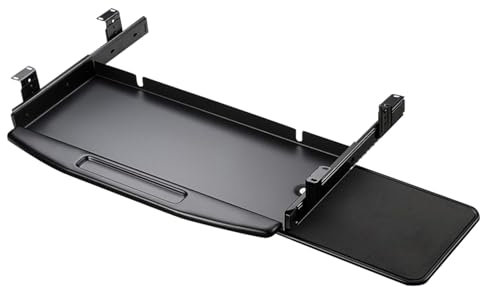GJGZYY Keyboard Drawer Under Desk with 360 Rotating Mouse Platform, Ergonomic Slide-Out Keyboard Tray (Color : Black)