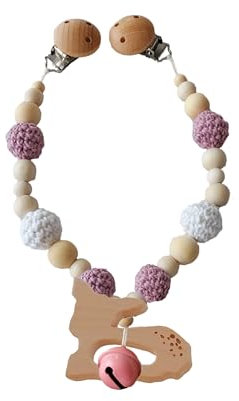 Kinderwagenkette Holz (Lila, Weiß, Reh)