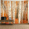 Gualiy Wandbehang Tapisserie Baum, Wandteppich 210x140 Herbst Birkenwald Wandtuch für Wohnzimmer Schlafzimmer Wohnkultur, Orange Weiß