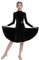 OTMYIGO Black,140, Girls Latin Dance Dress, Velvet Long Sleeve Dance Competition Costume Tango Cha Cha Rumba Salsa Party Dresses