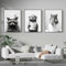 3 Affiche Animaux Toilette Noir et Blanc Tableau Salle de Bain Poster Mural Drole 30x40cm Impression sur Toile Humour Photo Sauvages Image Animal Toilette Toile Deco Murale Moderne