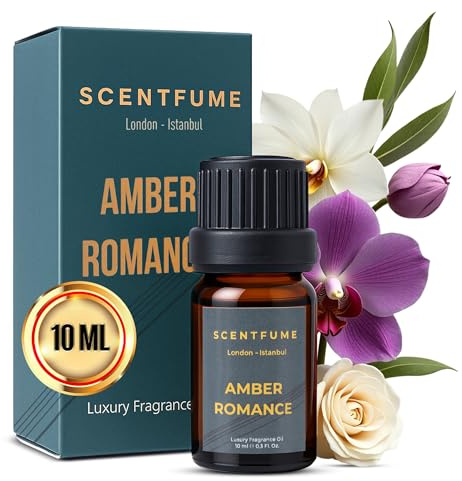 Scentfume® Duftöl Diffusor Ätherische Öle – Duftöl | 10 ml | Lang anhaltender Duft für Diffusoren, Auto und Zuhause | Ätherisches Öl für Aromatherapie, Kerzen- & Seifenherstellung (Amber Romance)