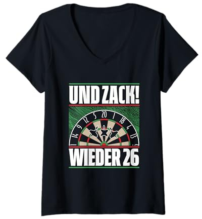 Damen Und Zack Wieder 26 Breakfast Waschmaschine Dart Darts T-Shirt mit V-Ausschnitt