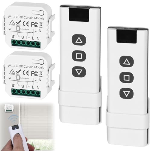 Juego de 2 unidades de control de persiana inalámbrica, interruptor inteligente compatible con interruptor inalámbrico de 230 V para persianas, toldos, interruptor radiocontrolado, compuesto de mando