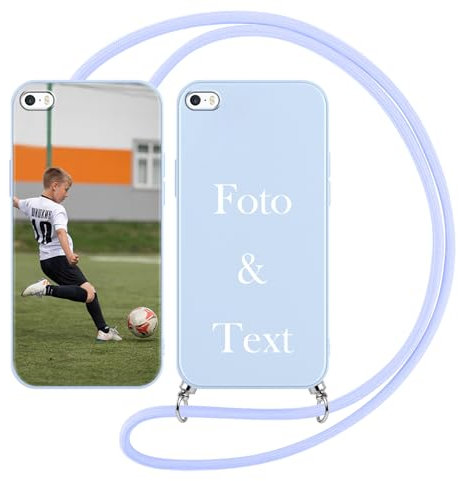 Yoedge Handykette Personalisierte Handyhülle für iPhone 16e Blau Hülle mit Band Kordel 6,1, Selbst Gestalten Personalisiert mit Foto Bild Text Individuelle Schutzhülle Cover für iPhone 16e Case