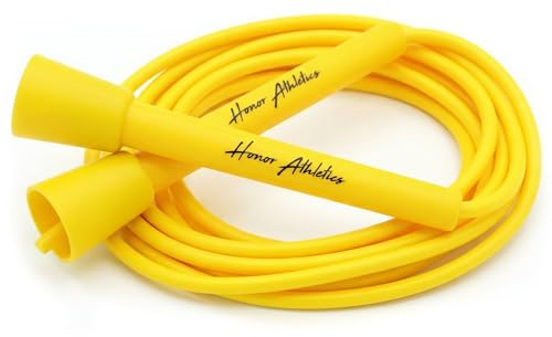HONOR ATHLETICS Speed Rope, Skipping Rope - Best for Double Under, Boxing, MMA, Cardio Fitness Training Condition - Jump Rope (Yellow, 11 ft rope – (Fits users over 6'3))