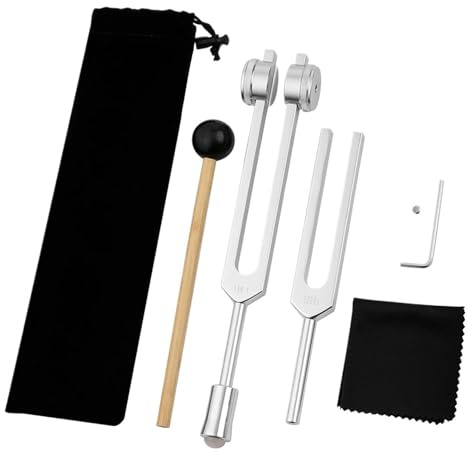 SUBLXPoten Stimmgabel 528 HZ Stimmgabeln Set 136,1 Hz zur Reparatur von Klanginstrumenten mit Stimmgabelhalter A