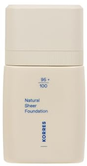 KORRES Natural Sheer Foundation Tan 03, for a Natural, Radiant Finish & the Ideal Bare Skin Effect, with Refreshing Peony Flower Extract, Vegan, 30 ml