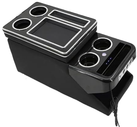 Mittelkonsole Aufbewahrungsbo FÜR VW FÜR Caravelle FÜR M&ultivan T5 T6 T7 2000-2023 Reihe Fron Geländer Box Armlehne Box Zentrale(B Black)