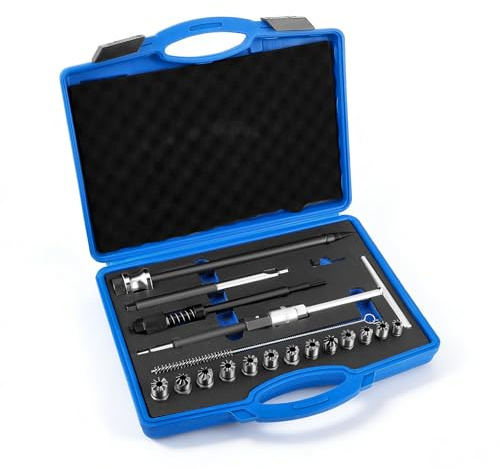 Set da 21 Frese per Sedi di Iniettori Diesel, Kit di Pulizia per Sedi di Iniettori, Strumento per Rimozione del Carbonio, Alesatore per Condotti e Candele