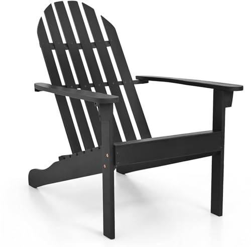 GIANTEX Adirondack Stuhl, Gartenstuhl aus Akazienholz 180kg Belastbarkeit XXL, Adirondack Chair mit Rückenlehne & Armlehnen, Outdoor Gartensessel bis 180 kg belastbar für Garten, Balkon (Schwarz)