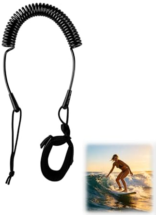 1Pcs Black Surfboard Leash, Durable and Elastic Paddle Board Accessories, Adjustable Kayak Paddle Leash, SUP Paddle Board Leg Rope for Surfboard Longboard Shortboard Kayak