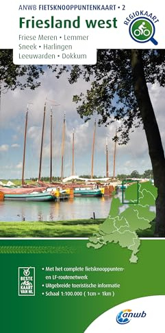 Friesland west (Friese Meren / Lemmer / Sneek / Harlingen / Leeuwarden / Dokkum) 1 : 100 000: Fietsknooppenuntenkaarten (Knooppuntkaarten, Band 2)