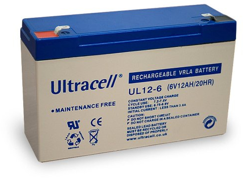 2 pieza, Ultracell – Batería de plomo (6 V, 12 Ah, faston 187 – 4,8 mm)